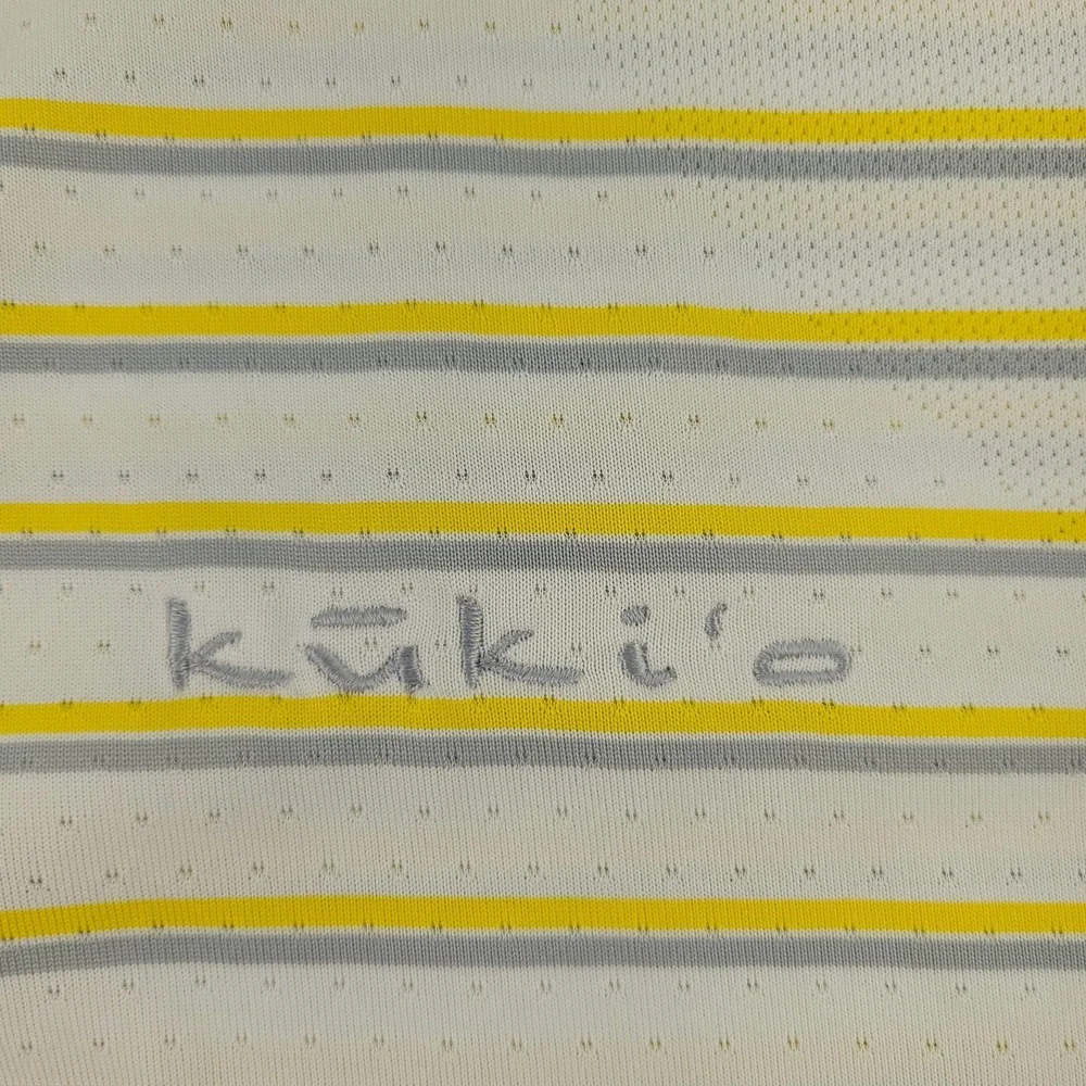 Nike Golf Dri-FIT Polo Shirt Mens M Yellow Stripe Kukio Golf Performance Top